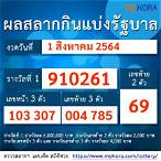ตรวจสลากวันที่ 1 สิงหาคม 2564